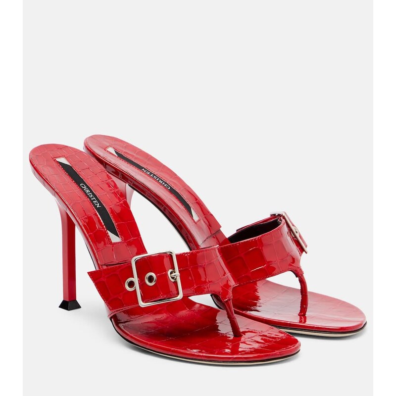 Christen Helix 95 patent leather thong sandals