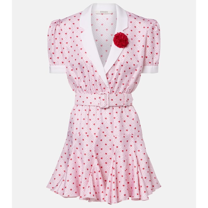 Rodarte Printed silk twill minidress