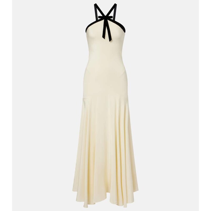 Rodarte Velvet-trimmed silk crÃªpe maxi dress