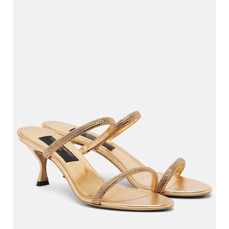 Dolce&Gabbana Crystal-embellished satin mules
