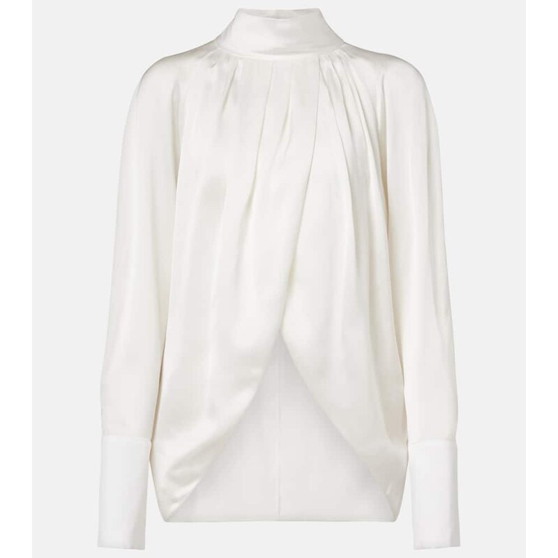 Dámská halenka Balmain z hedvábí, bílá barva