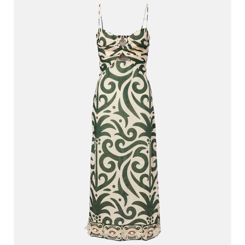 Johanna Ortiz Printed linen midi dress
