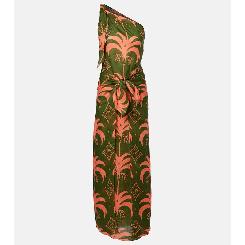 Johanna Ortiz Asymmetric printed linen maxi dress