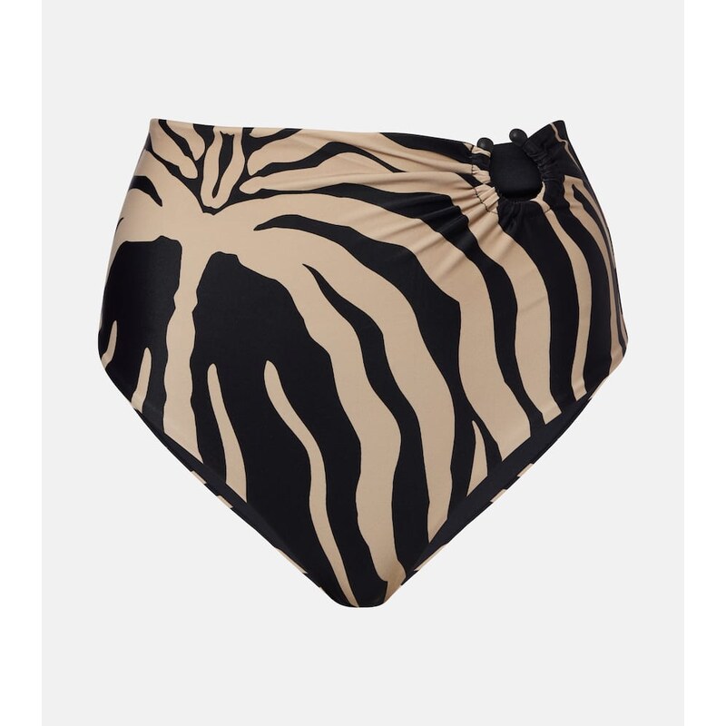 Johanna Ortiz Printed ring-detail bikini bottoms