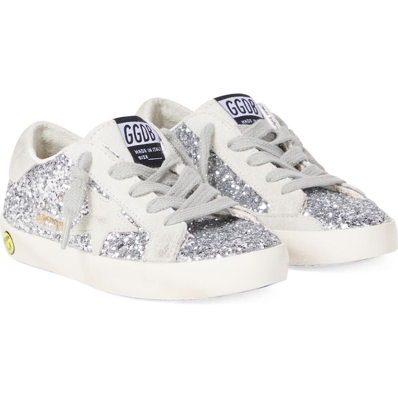 Golden Goose Kids Super Star glitter suede-trimmed sneakers
