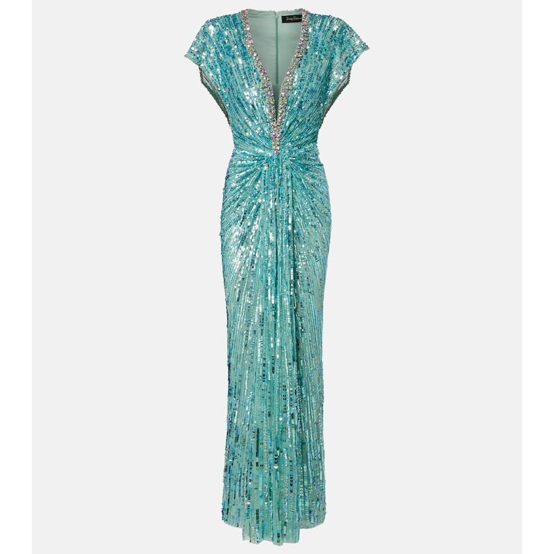 Jenny Packham Lacie gathered embellished gown
