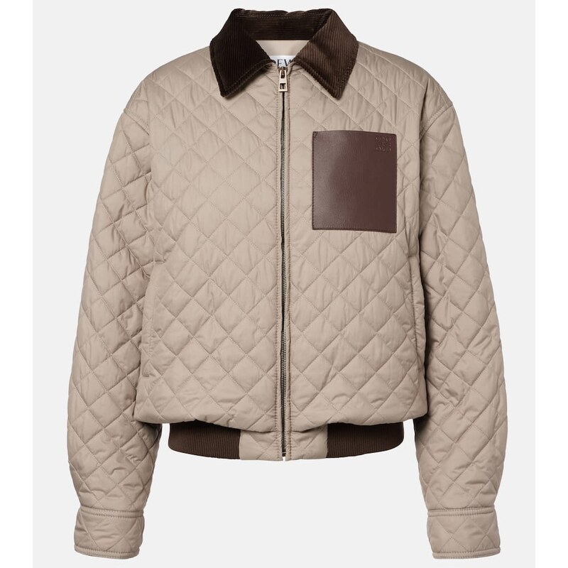 Loewe Anagram leather-trimmed quilted jacket