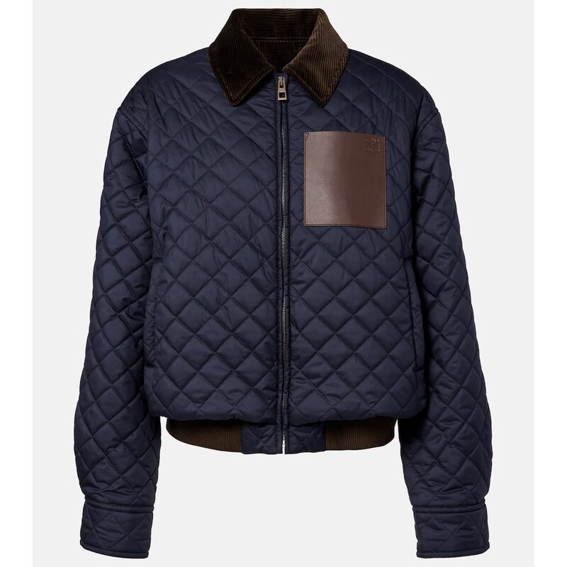 Loewe Corduroy-trimmed quilted blouson jacket