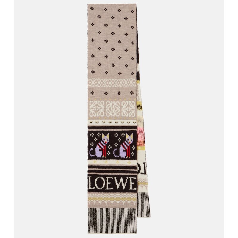 Loewe x Louis Wain Fair Isle wool-blend scarf