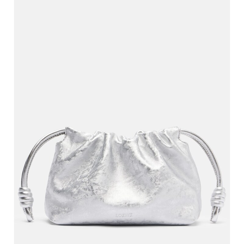 Loewe Flamenco Mini metallic leather clutch