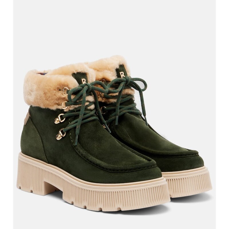 Bogner Turin shearling-trimmed suede lace-up boots