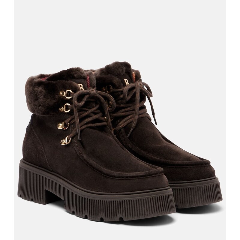 Bogner Turin shearling-trimmed suede lace-up boots