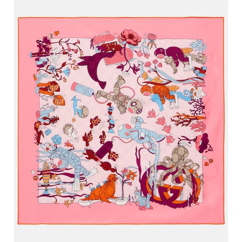 Gucci Printed silk twill scarf