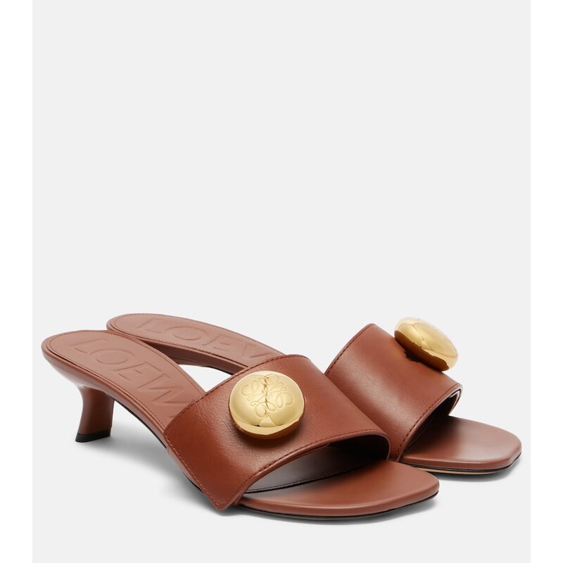 Loewe Pebble Anagram leather mules