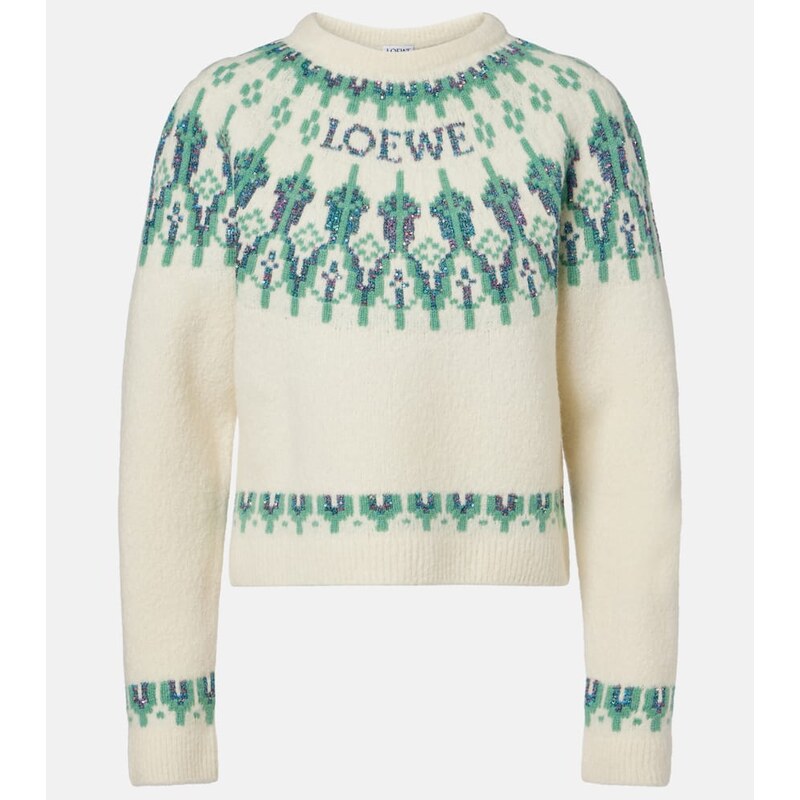 Loewe Fair Isle sequined wool-blend sweater