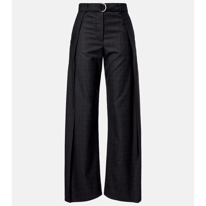 Loewe Checked belt wool barrel-leg pants