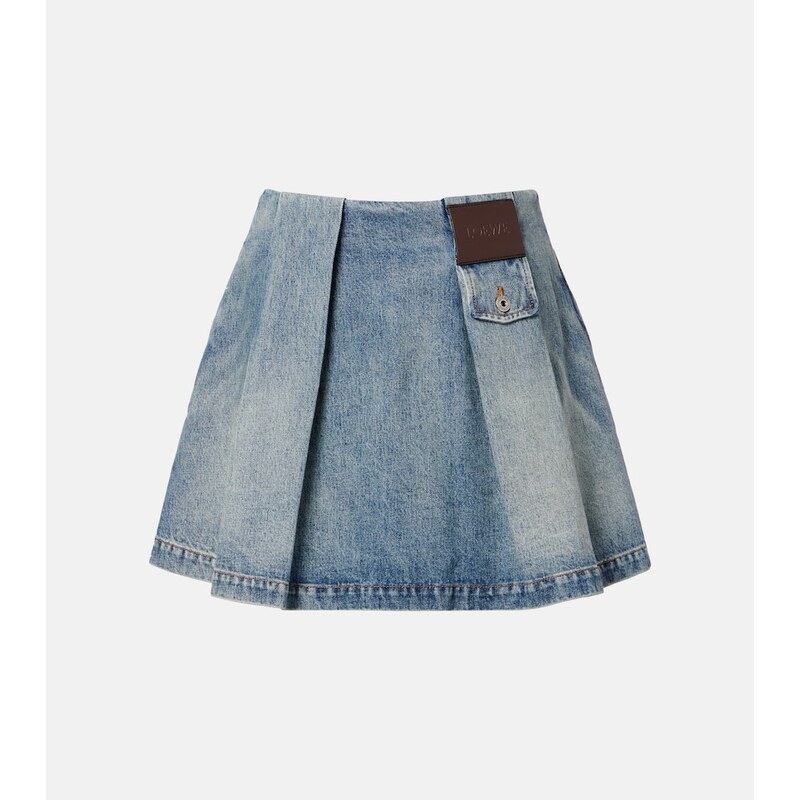 Loewe Pleated denim miniskirt