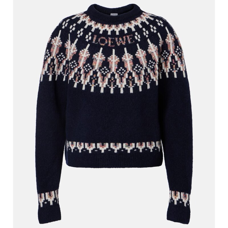 Loewe Fair Isle sequined wool-blend sweater