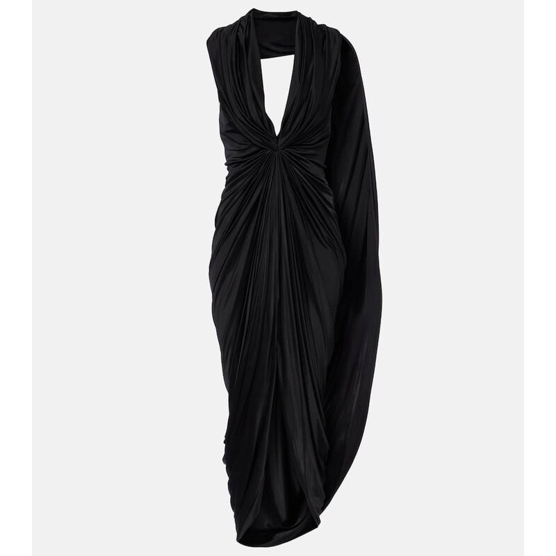 Loewe Draped midi dress v černé barvě