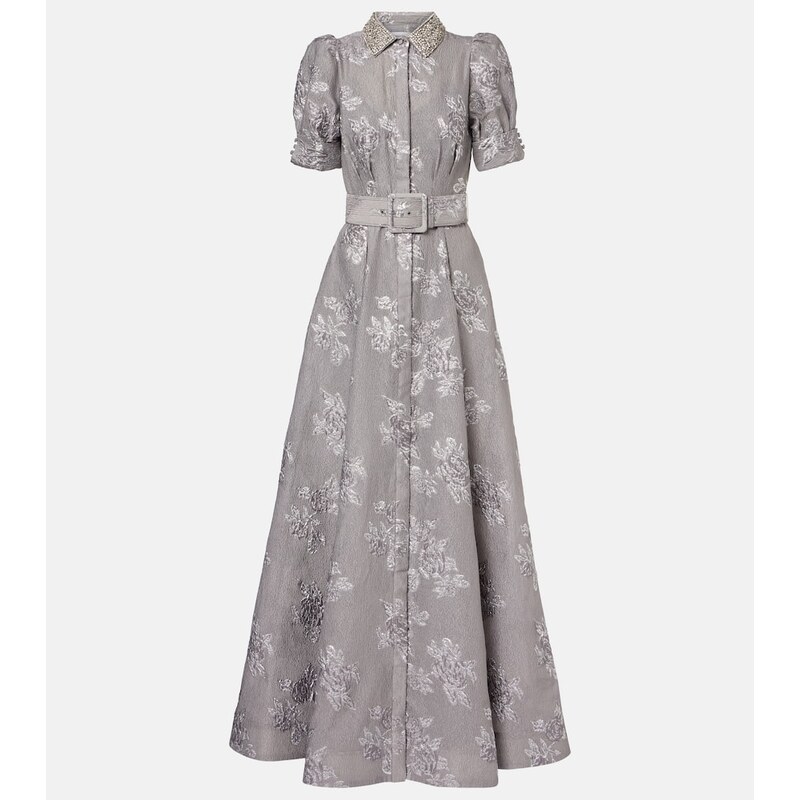 Rebecca Vallance Ruth embellished belted brocade gown