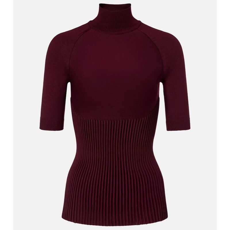 Alaïa Ribbed-knit wool-blend top