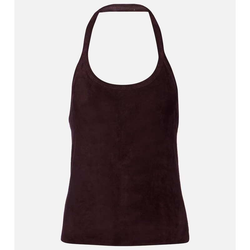 Stouls Cherry halterneck suede top
