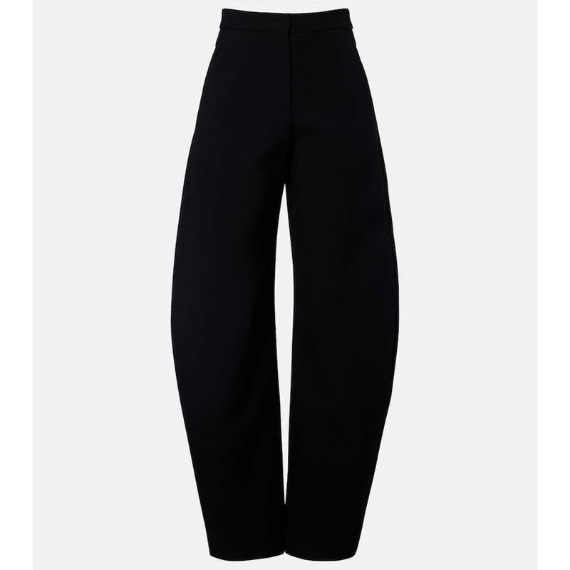 Alaia AlaÃ¯a Wool-blend barrel-leg pants