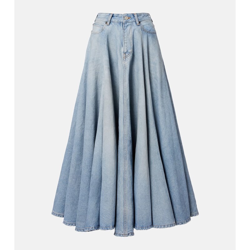 Balenciaga Pleated denim midi skirt