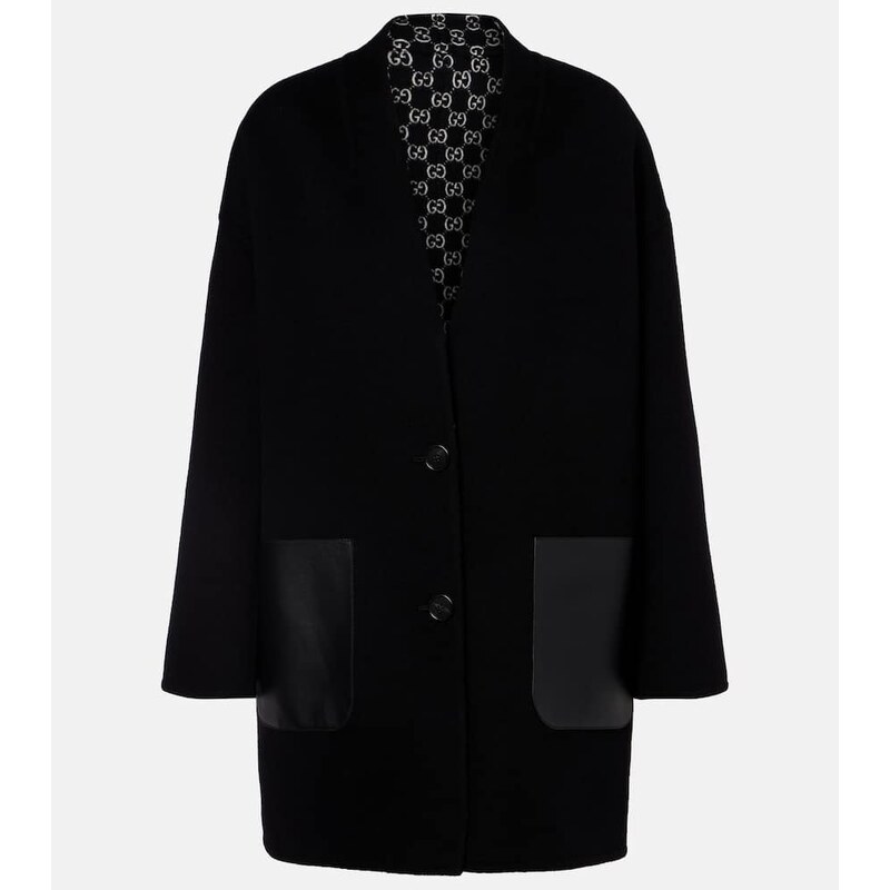 Gucci Caban reversible leather-trimmed wool coat