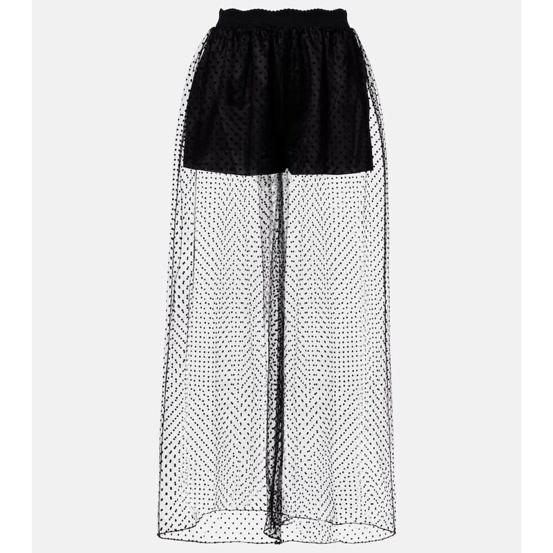 Alaia AlaÃ¯a Polka-dot mesh wide-leg pants