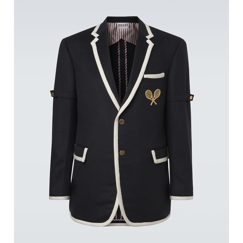 Thom Browne Embroidered cashmere zibeline blazer