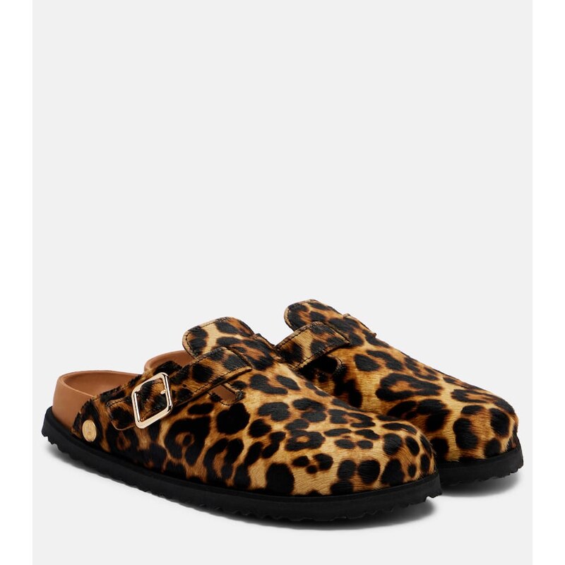 Birkenstock 1774 Boston leopard-print calf hair clogs