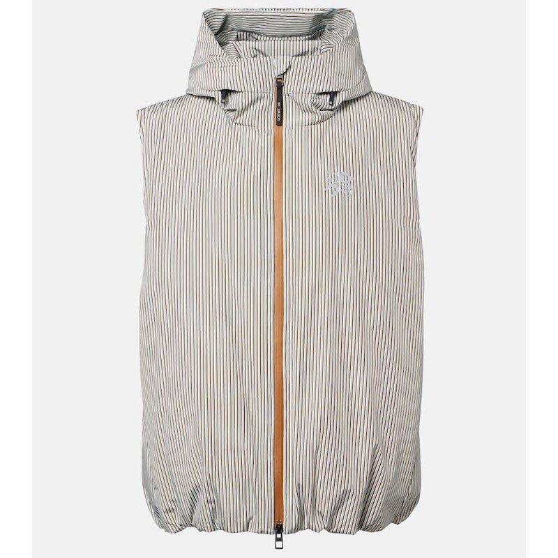 Loewe x On hooded striped puffer vest