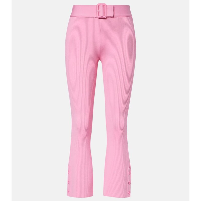 Courrèges Belted ribbed-knit capri pants
