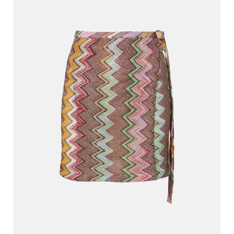 Missoni Zigzag lamé wrap suknička v barevném odstíně