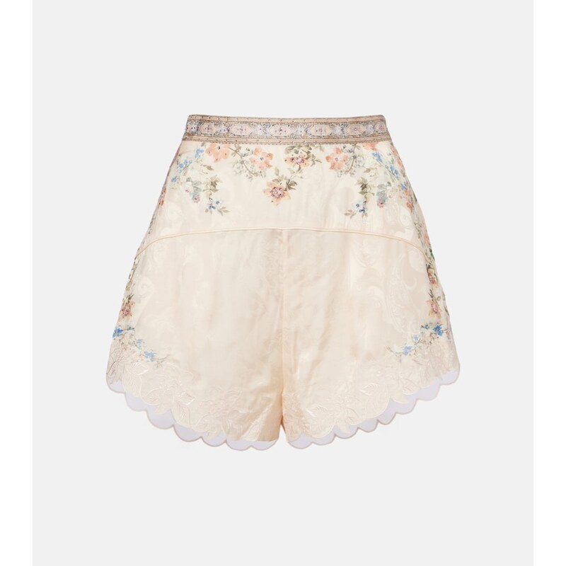Camilla Embellished floral lace-trimmed high-rise shorts