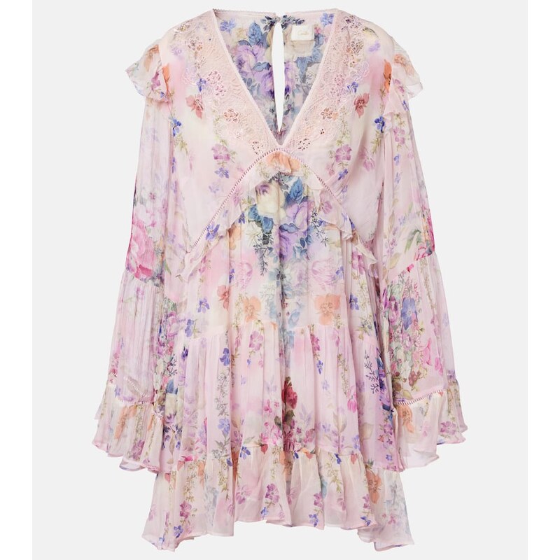 Camilla Embellished floral silk chiffon minidress