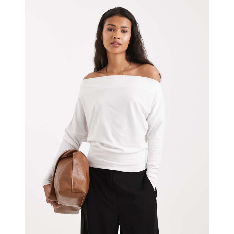 Cotton On peyton off shoulder long sleeve in white