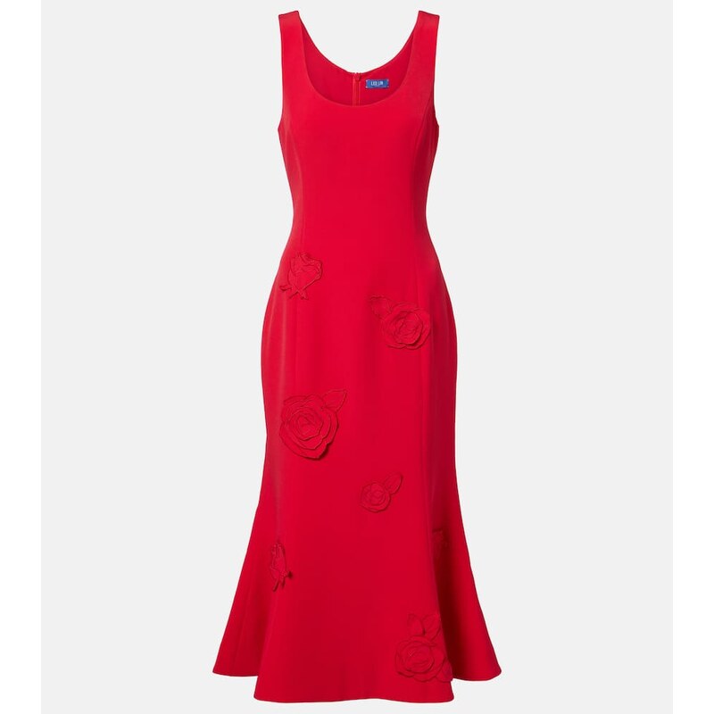 Leo Lin Emily floral-appliquÃ midi dress