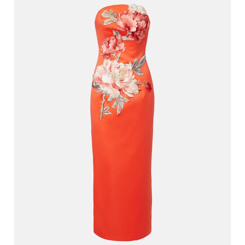 Leo Lin Ava floral-appliquÃ satin corset gown