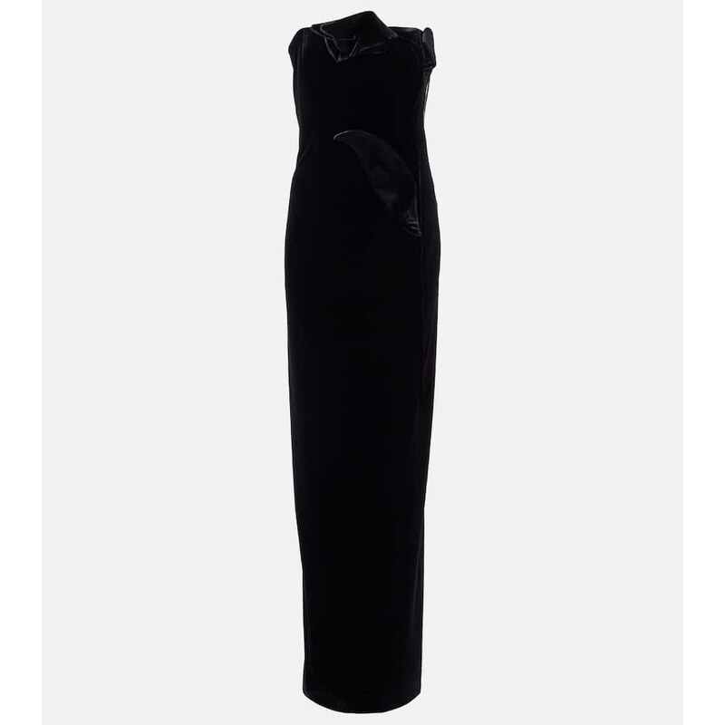 Leo Lin Marilyn cutout floral-appliquÃ velvet gown
