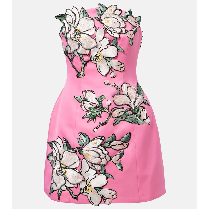 Leo Lin Floral-appliquÃ embroidered minidress