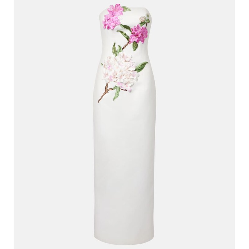 Leo Lin Rayna floral-appliquÃ bustier dress