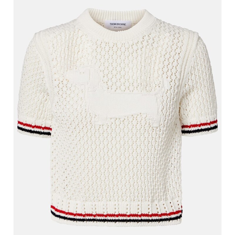 Bílý Thom Browne Jacquard svetr ženy, XS velikost
