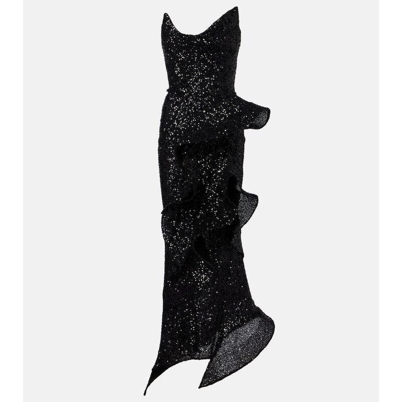 Maticevski Thistle Wave ruffled sequined gown