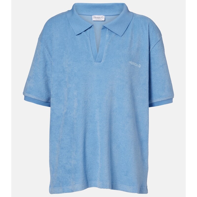 Hunza G Logo cotton terry polo shirt