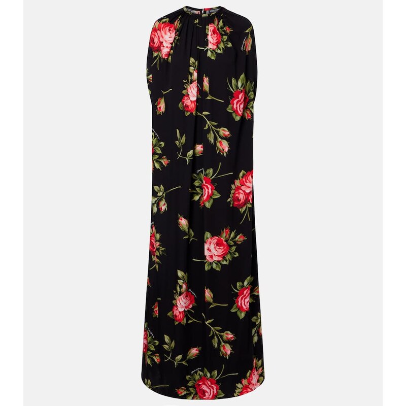 Dolce&Gabbana Floral caped silk-blend gown