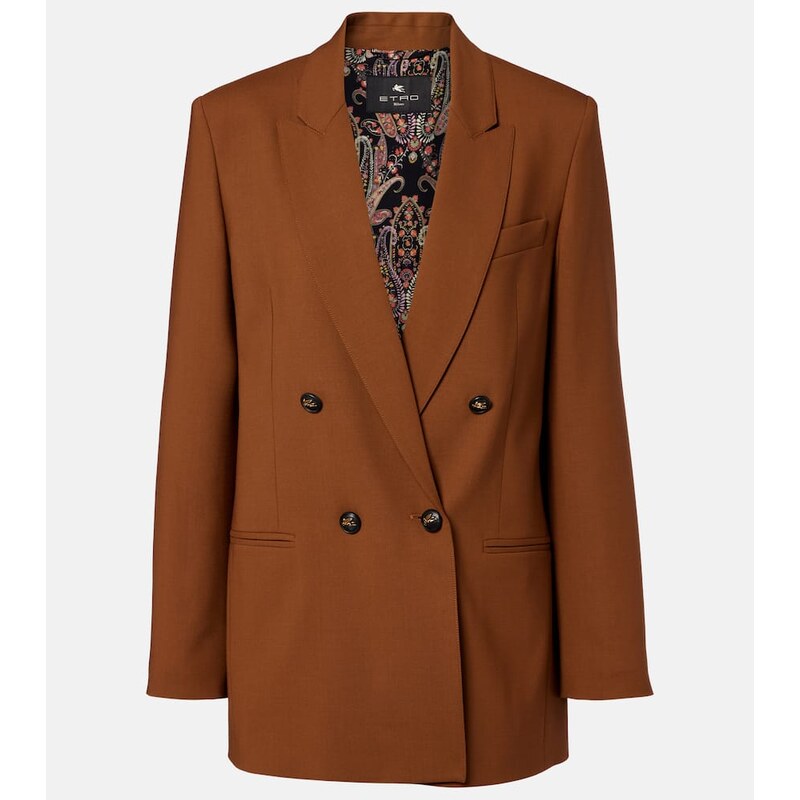 Etro Double-breasted wool-blend blazer