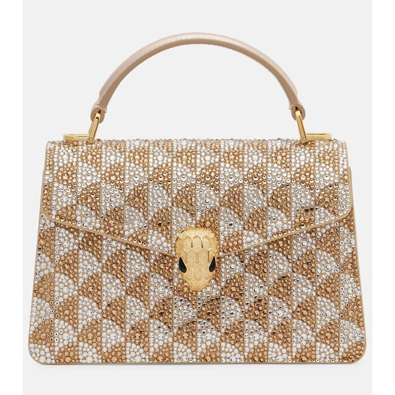 Bvlgari Serpenti Forever Mini embellished suede top-handle bag