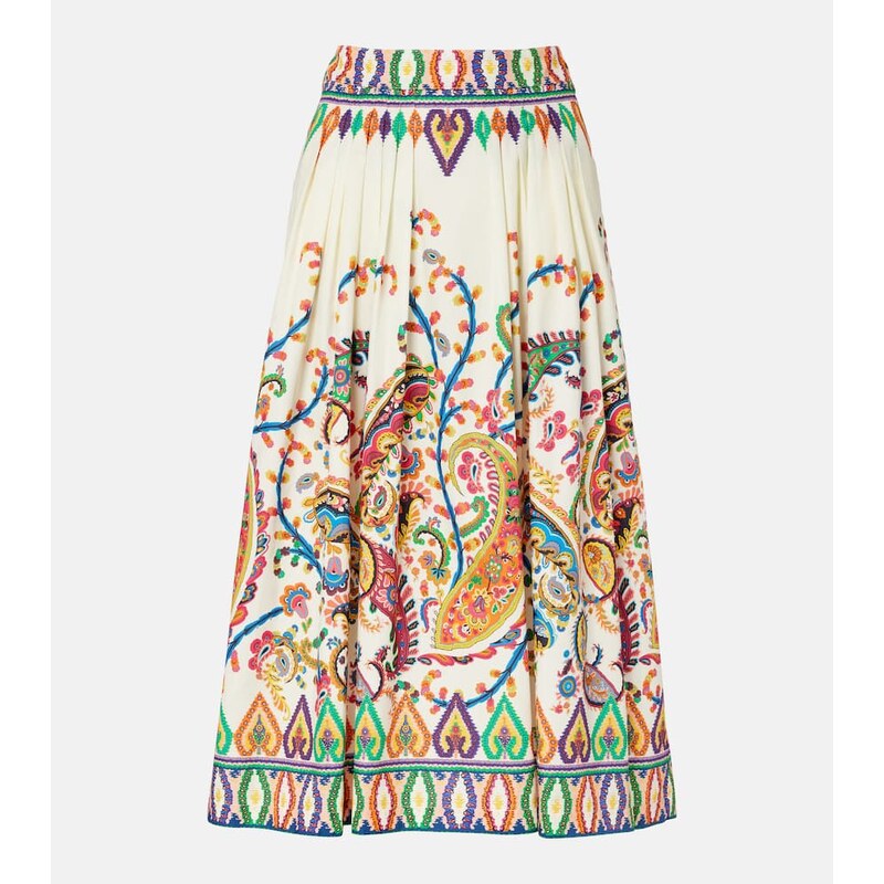 Etro Cotton voile jacquard midi skirt